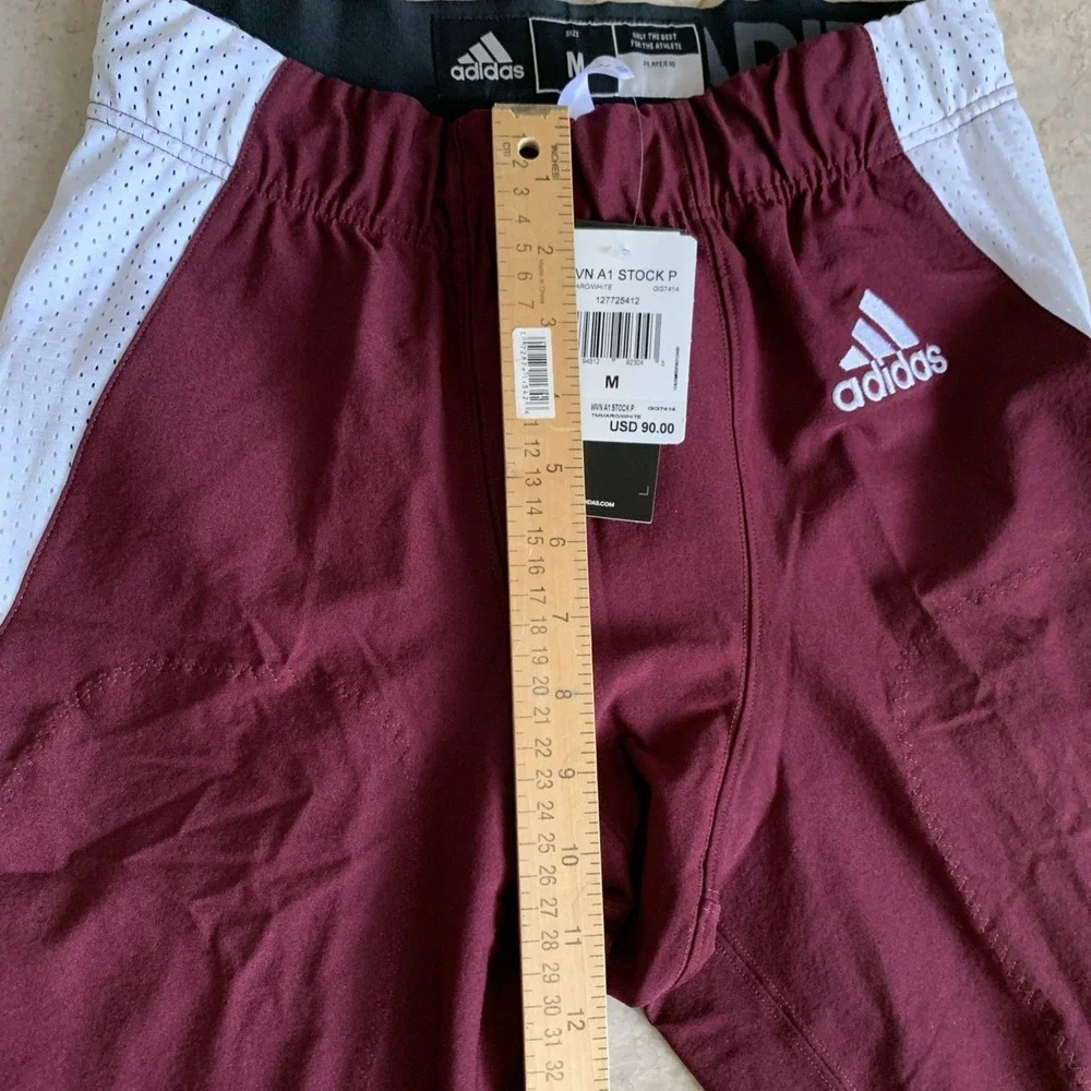 Adidas Woven A1 Stock Football Pants‎ Burgandy White Mens Size M 